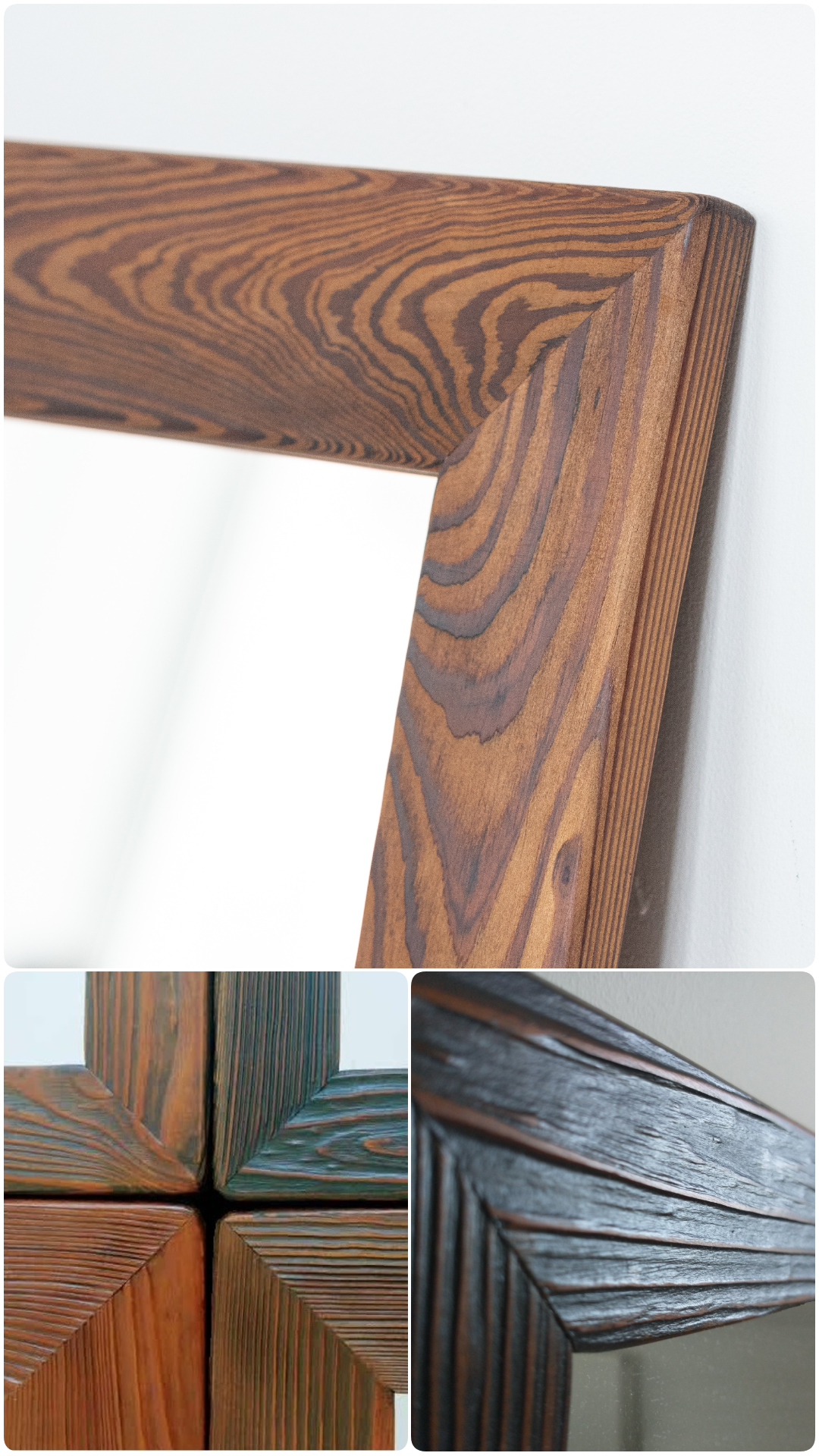Thermo-pine wood mirror details